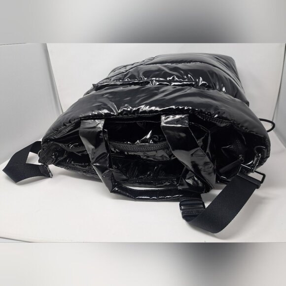 Michael Kors Rae Black Quilted Nylon Extra Large Drawstring Tote Shoulder Bag - Picture 12 of 16